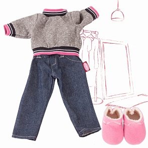 Набор одежды: брюки деним, свитер, ботинки, для кукол 45-50 см. (Gotz, 3403055)